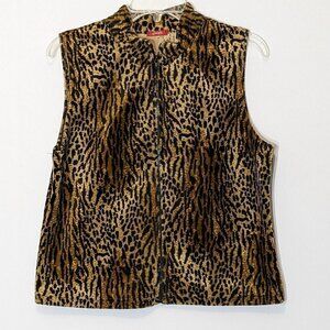 WOMEN'S "Jalate" Animal Print Velour Zipper Vest; Size M